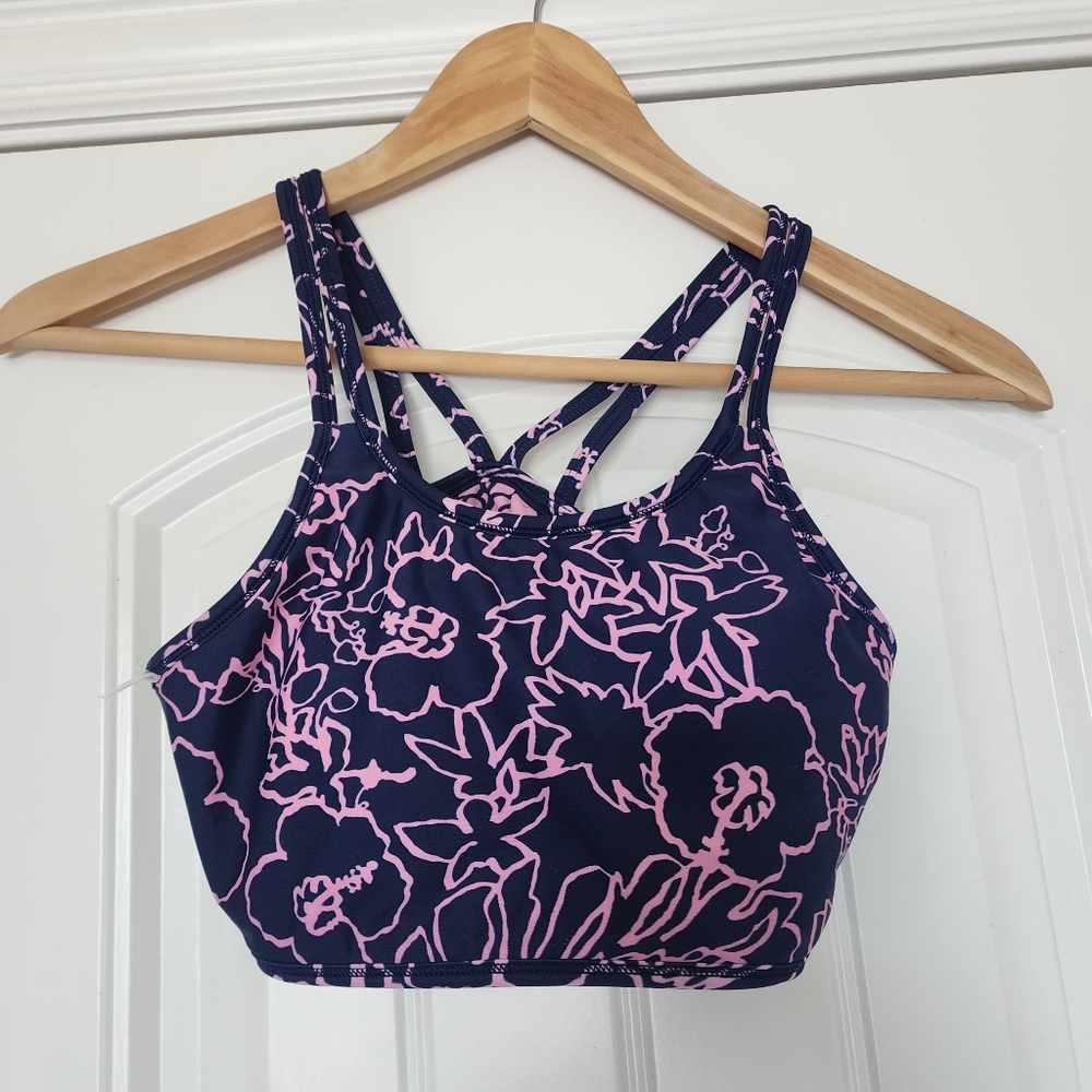 Athleta Girl Reversible Pool Days Bikini Top Pink S/7